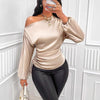 Satin Asymmetric Diagonal Collar Shirt Top