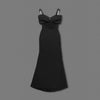 Black Rhinestone Strappy Bow Maxi Dress