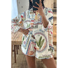 Casual Loose Vacation Shirt & Drawstring Pocket Shorts