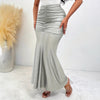 Elegant Elastic Waist Pleated Stretch Skirt Draping Effect Fishtail