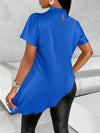 Satin Batwing Sleeve Asymmetric Hem Top