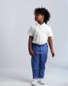 Short Sleeve Dress Shirt with Houndstooth Contrast