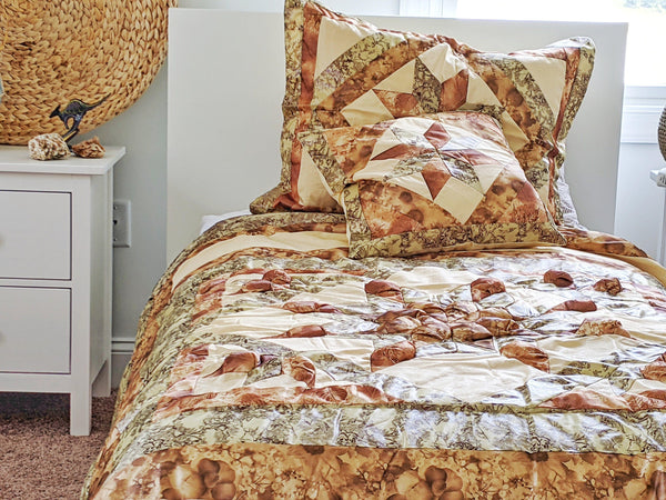 Country Rustic Camo Earthy Floral Sandy Beige Green Comforter Set (BM6118L-1)