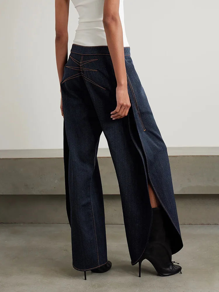 Cocoa Yacht Club Curved Wide-Leg Denim Pants