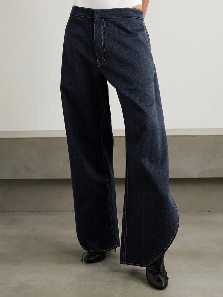 Cocoa Yacht Club Curved Wide-Leg Denim Pants