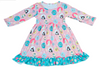 Pink Let It Snow Long Sleeve Ruffle Milk Silk Dress