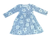 Grey Floral Long Sleeve Milk Silk Dress