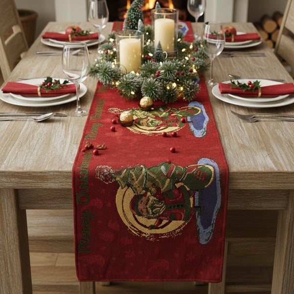 Red Santa Claus Christmas Tree Woven Tapestry Dining Table Runner (17615)