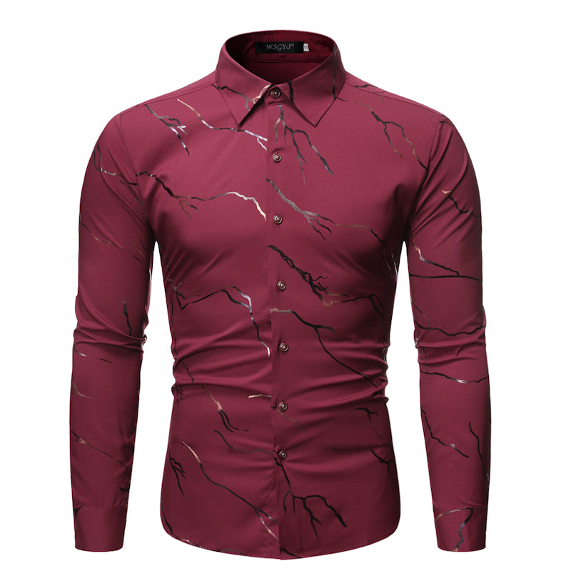 Tree Branch Foil Print Long Sleeve Shirt