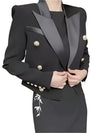 Classic Gold Metal Button Black Blazer