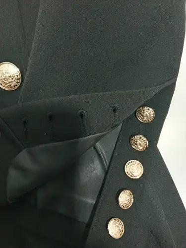 Classic Gold Metal Button Black Blazer