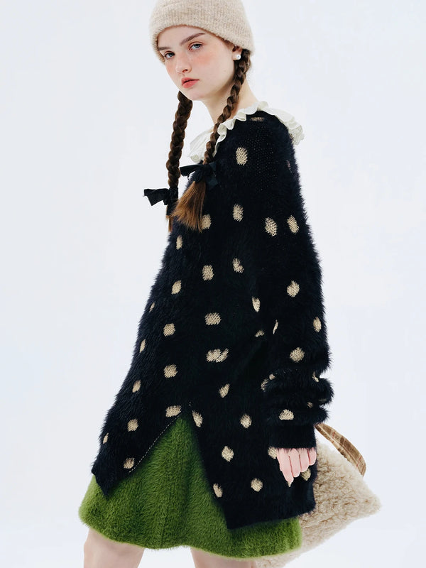 Cocoa Yacht Club Black Polka Dot Sweater