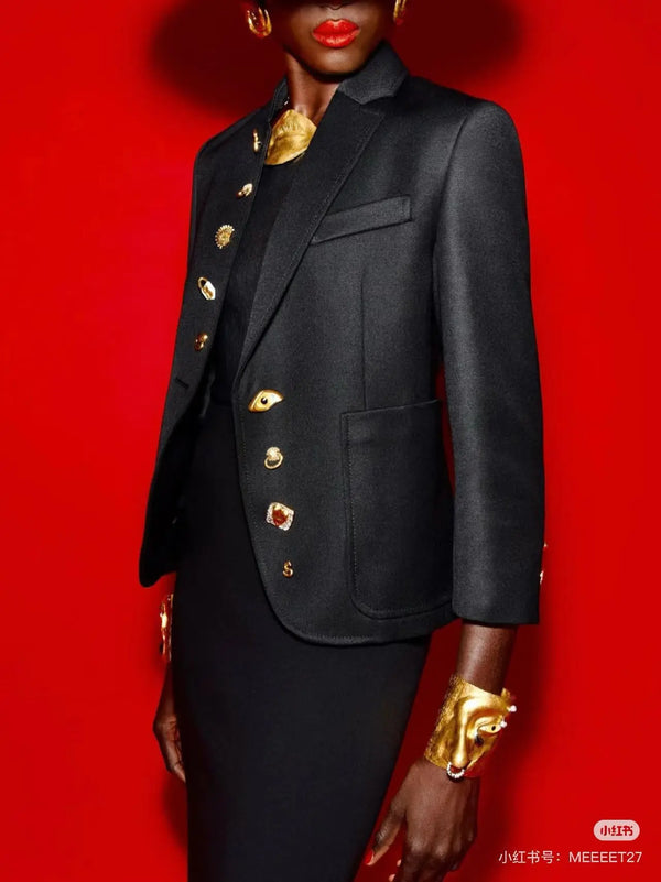 Cocoa Yacht Club Gold Button Blazer