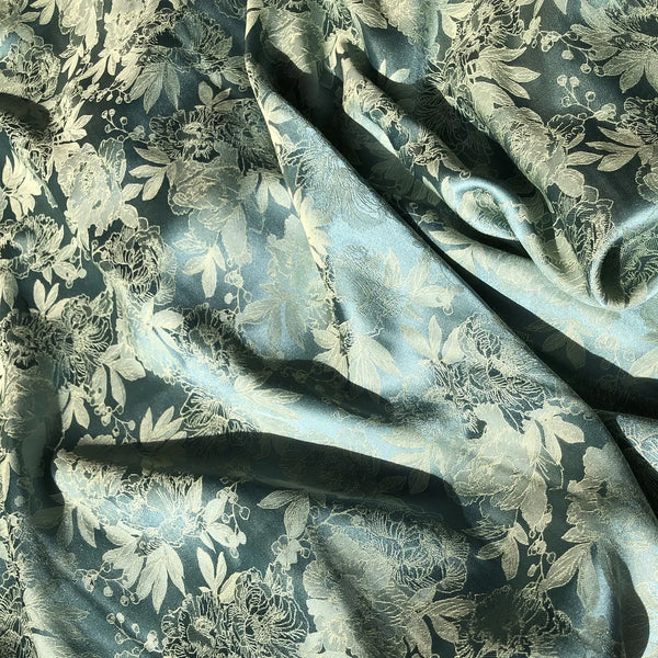 Cocoa Yacht Club Two-Tone Embossed Peony Pattern Jacquard Fabric