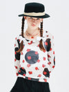 Cocoa Yacht Club Red Flower & Black Polka Dot T-Shirt