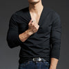 Men's Long Sleeves Muscle V Neck Slim T-Shirt