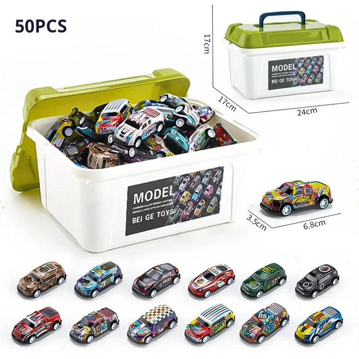 30PCS 50PCS Mini Alloy Car Model Set with Storage Box