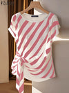 Cocoa Yacht Club Striped Printed Top