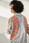 Orange Stripes & Ram Vintage Blouse