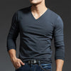 Men's Long Sleeves Muscle V Neck Slim T-Shirt
