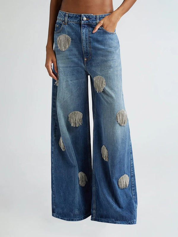 Cocoa Yacht Club Solid Tassel Chic Denim Pants