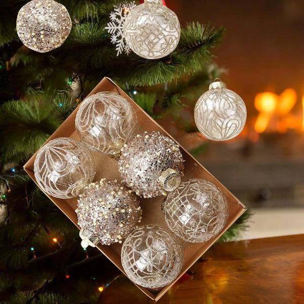 6PCS/8CM Exquisitely Painted Christmas Tree Balls