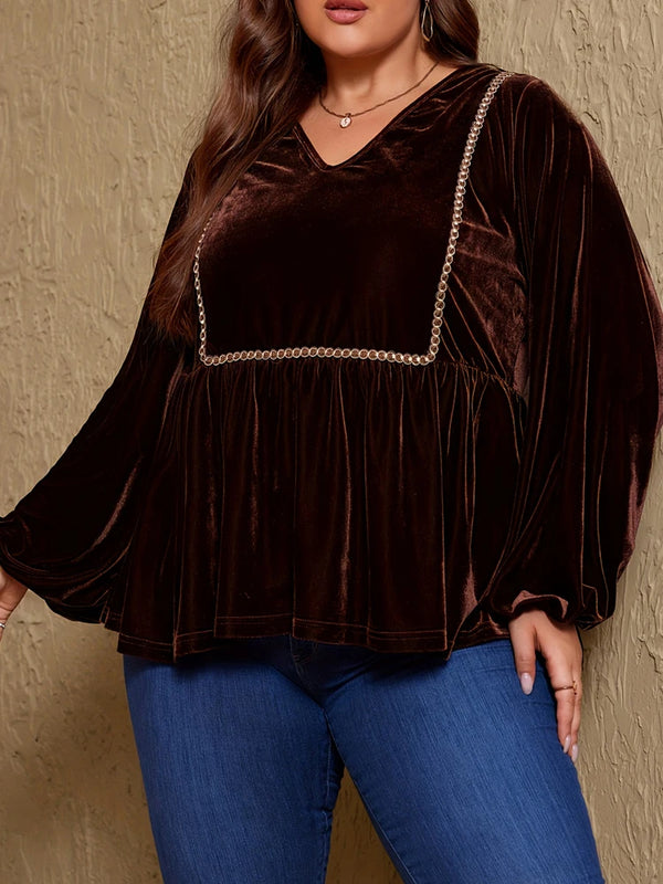 Cocoa Yacht Club Plus Size Gold Velvet Blouse