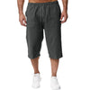 Summer Men's Casual Shorts Cotton Blended Long Elastic Waist Loose Pocket Drawstring 3/4 Length Shorts Daily Street Wear