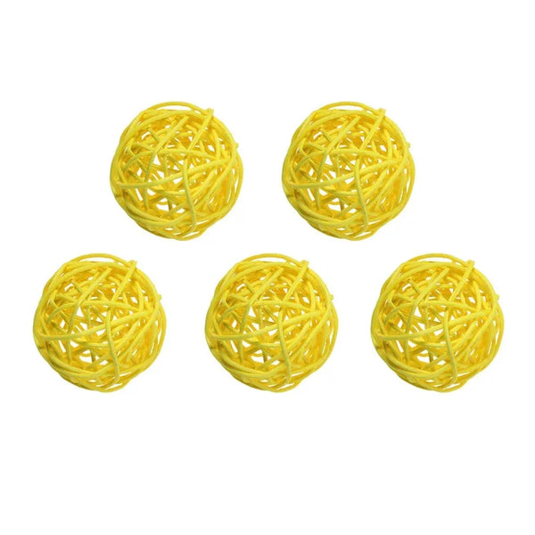 5Pcs 5cm Yellow Gray White Wicker DIY Rattan Ball Wedding Christening Baby Shower Wicker Balls Nursery Party Decoration