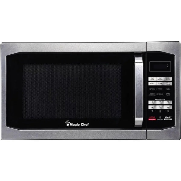 Magic Chef 1100 Watts Stainless Steel Digital Programmable Countertop Microwave, 1.6 Cubic Feet