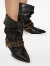 Cocoa Yacht Club Leather Buckle Chain Ankle Boots