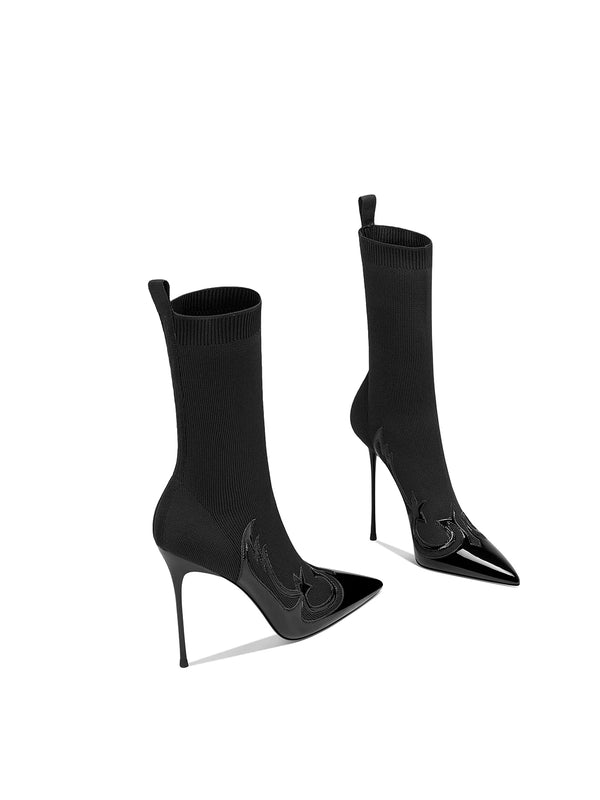 Cocoa Yacht Club Patent Leather Star Stretch Sock Boots