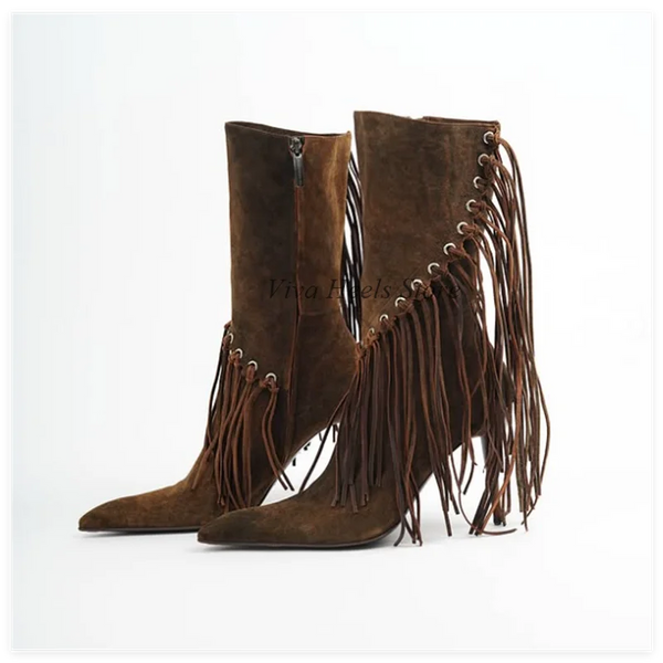Cocoa Yacht Club Vintage Brown Suede Tassel Boots