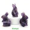 1.5" Elf Rabbit Natural Crystal Amethyst Quartz Agate Bunny Animal Craft Figurines Stone Carving Healing Reiki Home Decor Gift