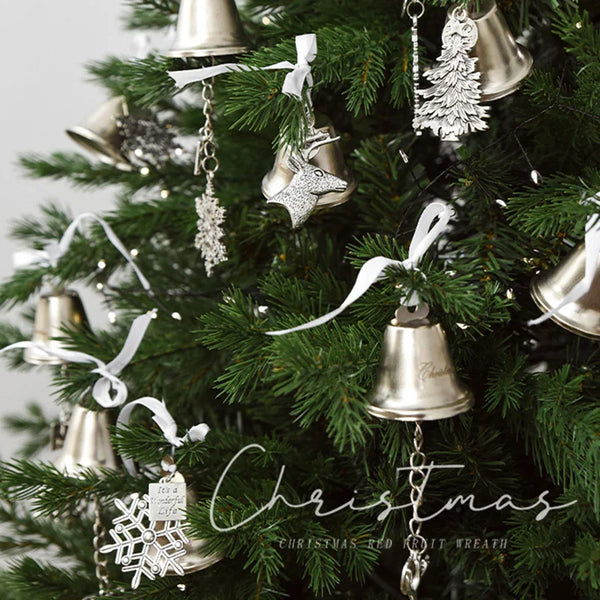 Silver Snowflake Christmas Bell Pendant Set