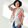 Orange Stripes & Ram Vintage Blouse