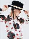 Cocoa Yacht Club Red Flower & Black Polka Dot T-Shirt