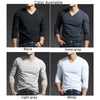 Men's Long Sleeves Muscle V Neck Slim T-Shirt