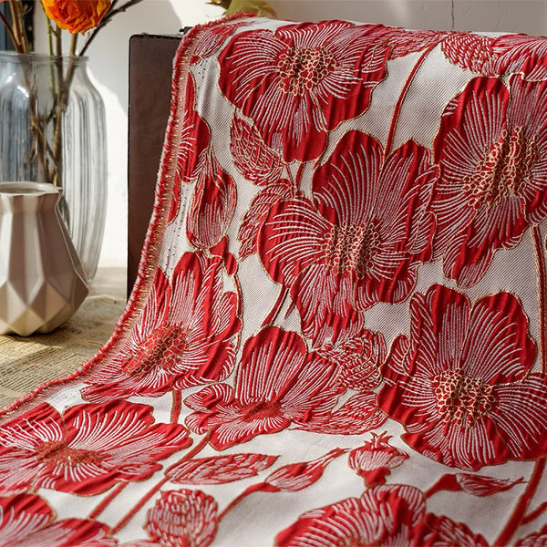 Cocoa Yacht Club Embossed Gold Silk Flower Jacquard Fabric
