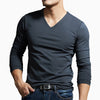 Men's Long Sleeves Muscle V Neck Slim T-Shirt