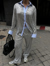 Cocoa Yacht Club Sequin & Denim Shirt & Pants Sets