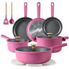 Cocoa Yacht Club Kitchen Cookware Sets, 16 Pcs, Rose Pink