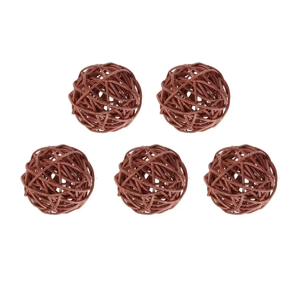 5Pcs 5cm Yellow Gray White Wicker DIY Rattan Ball Wedding Christening Baby Shower Wicker Balls Nursery Party Decoration