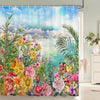 Cocoa Yacht Club Flowers Butterfly Pattern Shower Curtains