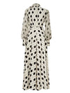 Vintage Polka Dot Lace-up Maxi Dress