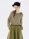 Cocoa Yacht Club Stripe Ruffle Sleeve Top