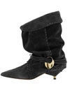 Cocoa Yacht Club Leather Buckle Chain Ankle Boots