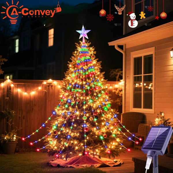 Cocoa Yacht Club Outdoor Solar Waterfall Christmas Decorative Lights