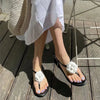 Cocoa Yacht Club Camellia Leather Flip-Toe Roman Sandals