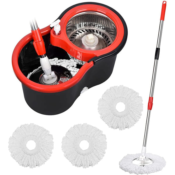 360° Spin Mop Bucket Sets with Wring System in 3 Microfiber Heads